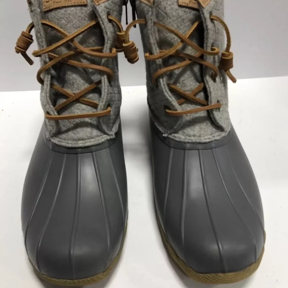 Sperry Women’s Saltwater Duck Boots Waterproof Gray, Size 10M